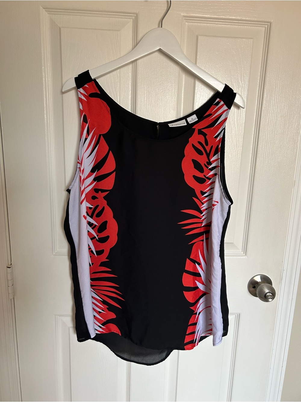 Liz Claiborne Black Camisole with Red Tropical Motif